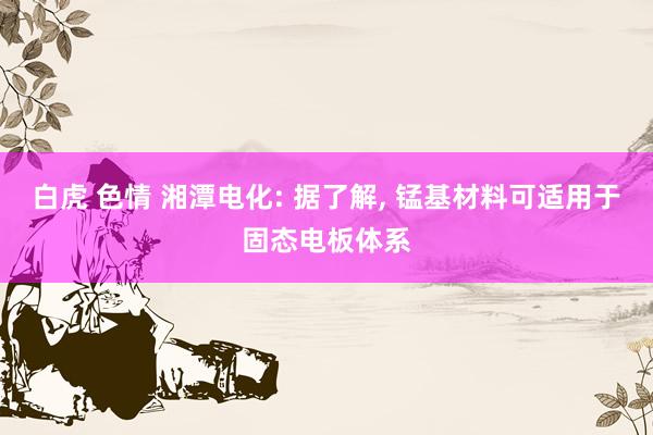 白虎 色情 湘潭电化: 据了解， 锰基材料可适用于固态电板体系